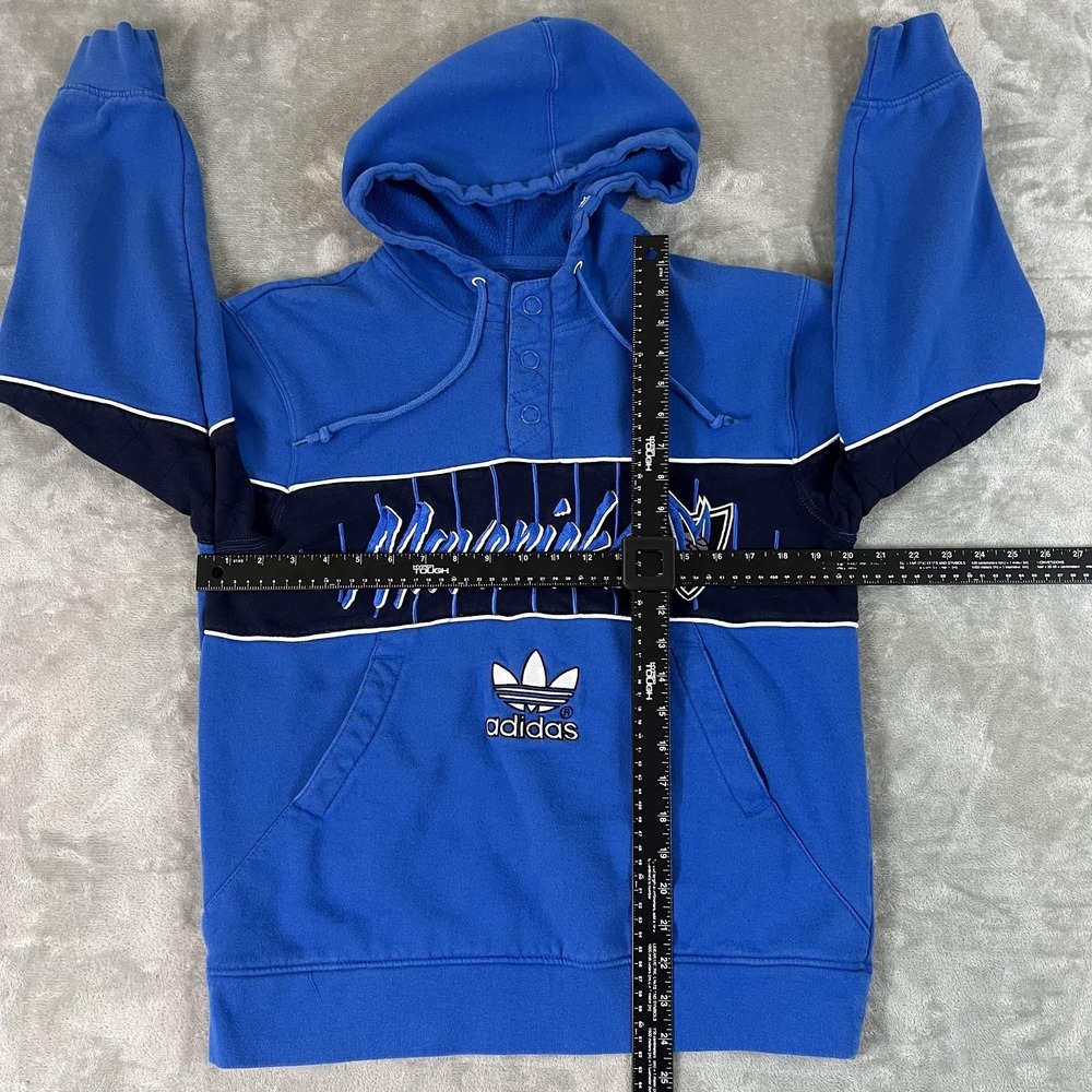 Vintage Adidas Originals Dallas Mavericks NBA 1/4 Snap Fleece Blue Mens Size S - Picture 6 of 10